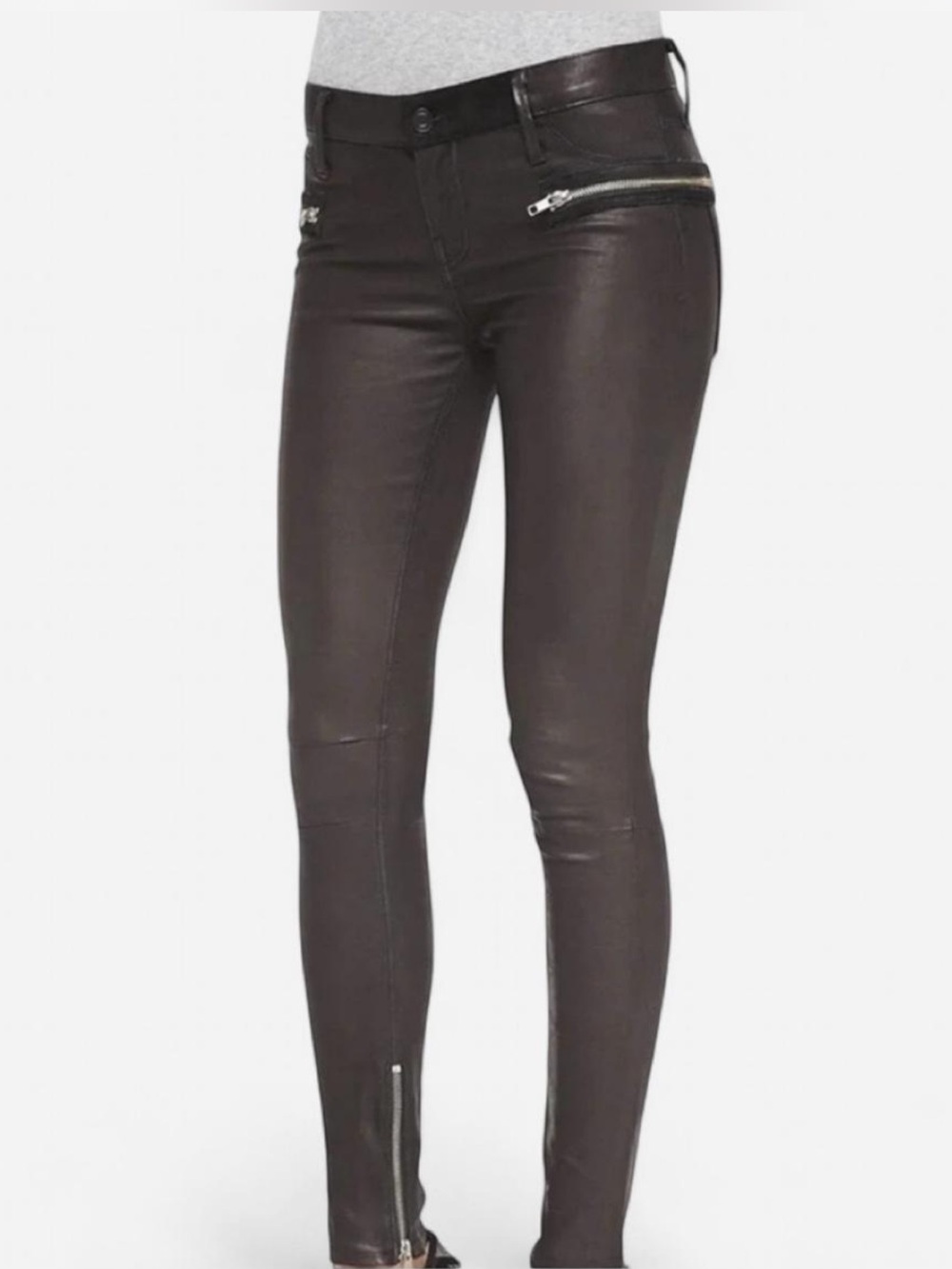 RtA black moto leather pants crafted from 100% lamb leather